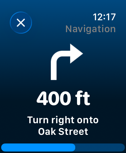 Turn-by-turn directions on the watch