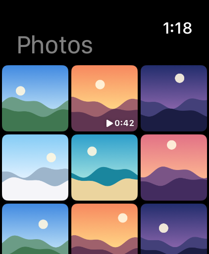 The phone's recent photos browsed on the watch
